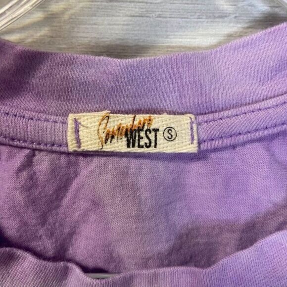 Somewhere West Women's Cut out Short Sleeve‎ Crewneck Ripped Tee Shirts NWT - Picture 5 of 6